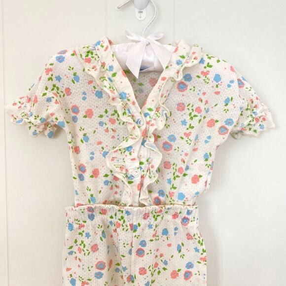 Vintage Carter's White Floral Pajama Set 1 Year - Picture 3 of 9